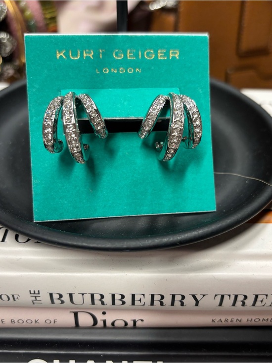 Kurt Geiger Jewelry - Kurt Geiger Silver Crystal Spiral Hoop Earrings